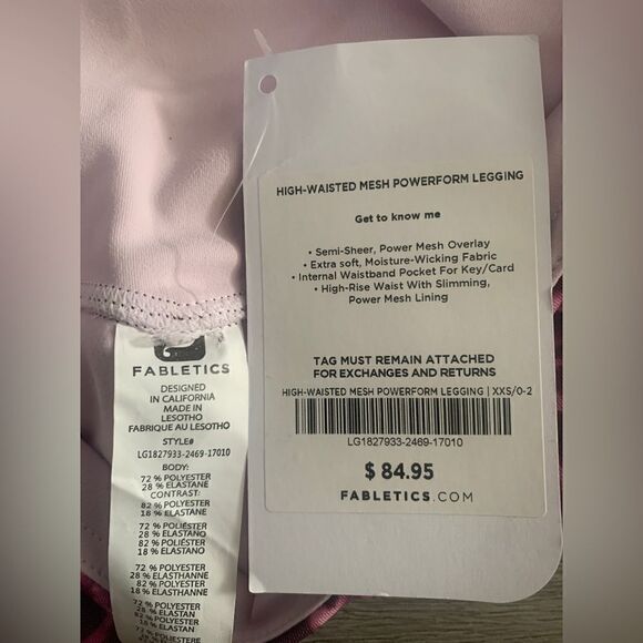 Fabletics high waisted mesh power form leggings size XXS - Picture 3 of 3